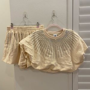 Queen of Sparkles Beige rhinestone burst set